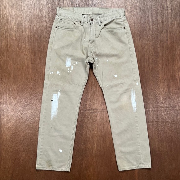 Levi's Other - Levis 505 34x30 Tan Khaki Paint Splatter Distressed Regular Fit Pants
